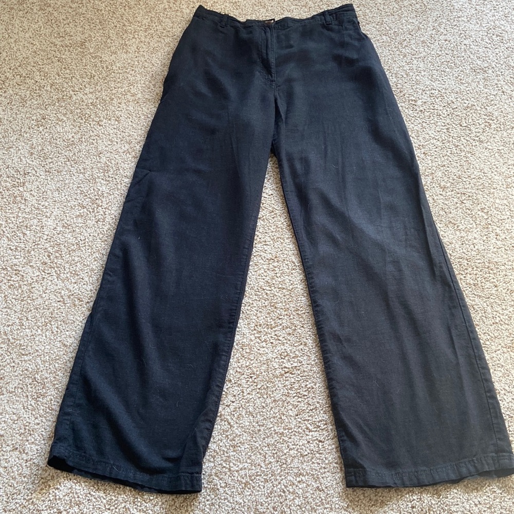 H&M high rise wide leg linen trousers pants size 12